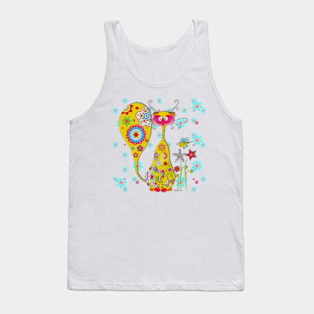 A Cat and a Little Bee Tank Top by IsabelSalvador